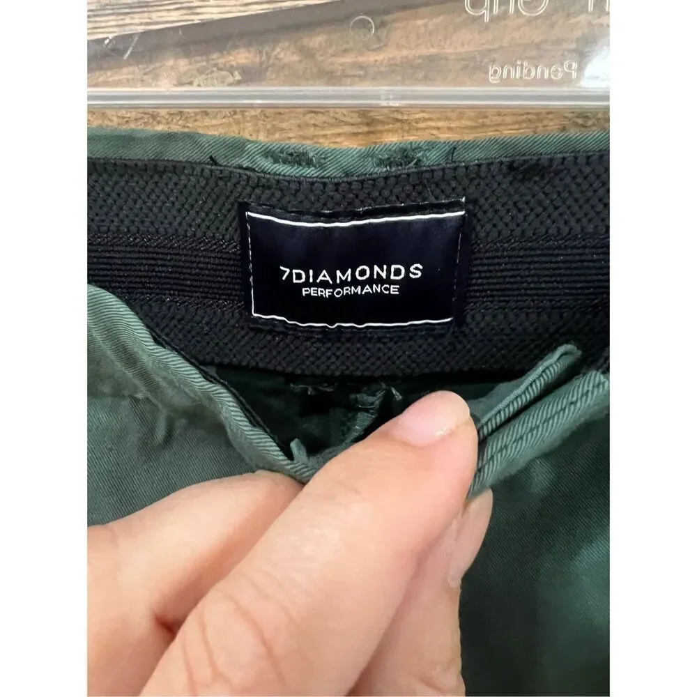 7Diamonds Parker Straight Fit Pants Green Sea Blue Performance Chino sz 32 x 32